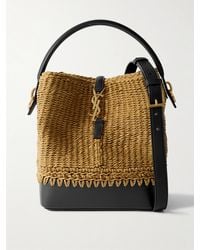 Saint Laurent - Sac Porté Épaule En Raphia À Finitions En Cuir Le 37 Bucket - Lyst