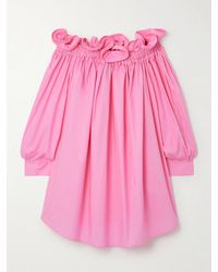 AZ FACTORY - Lutz Huelle Theodora Off-The-Shoulder Ruffled Cotton-Poplin Mini Dress - Lyst