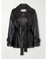 Nour Hammour - Nera Belted Leather Jacket - Lyst