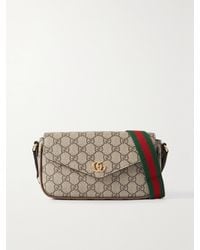 Gucci - Ophidia Leather-Trimmed Printed Coated-Canvas Shoulder Bag - Lyst