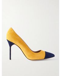 Manolo Blahnik - Capcour 105 Zweifarbige Pumps Mit Spitzer Kappe Aus Veloursleder - Lyst