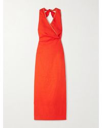 SIR. - Panettone Wrap-Effect Linen Halterneck Midi Dress - Lyst