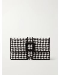 Manolo Blahnik - Maycap Suede-Trimmed Houndstooth Wool Clutch - Lyst