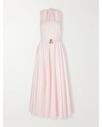 Oscar de la Renta - Embellished Gathered Cotton-Poplin Halterneck Midi Dress - Lyst