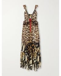 CAMILLA - Leotigra Land Crystal-Embellished Animal-Print Silk Maxi Dress - Lyst