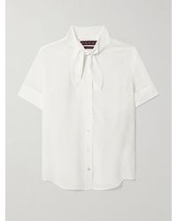 Gucci - Embroidered Pussy-Bow Silk Shirt - Lyst