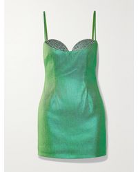 Area - Crystal-Embellished Metallic Jersey Mini Dress - Lyst