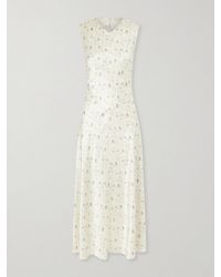 Doen - Adelana Floral-Print Silk-Satin Midi Dress - Lyst