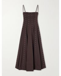 STAUD - Wylie Embellished Paneled Cotton-Blend Poplin Midi Dress - Lyst