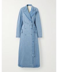 Dries Van Noten - Double-Breasted Belted Denim Coat - Lyst