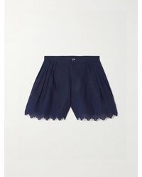 Thierry Colson - Kenya Scalloped Pleated Cotton And Linen-Blend Shorts - Lyst