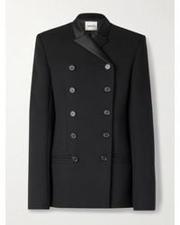 KHAITE - Sabel Double-Breasted Satin-Trimmed Crepe Blazer - Lyst
