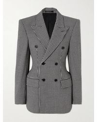 Balenciaga - Hourglass Doppelreihiger Blazer Aus Wolle Mit Hahnentrittmuster - Lyst
