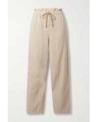 Alice + Olivia Henry Lyocell, Linen And Cotton-blend Straight-leg Trousers - Natural