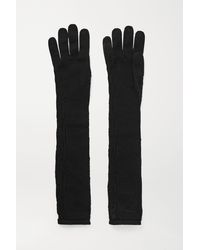 Gucci Pointelle-knit Cotton-blend Gloves - Black