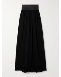 Posse - Solene Strapless Draped Shirred Satin-Twill And Chiffon Maxi Dress - Lyst