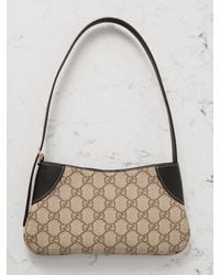 Gucci - Gg Emblem Mini Leather-Trimmed Printed Coated-Canvas Shoulder Bag - Lyst