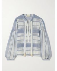 Admona - Aisha Bluse Aus Gestreifter Gaze Mit Verzierungen - Lyst