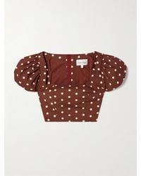 Cara Cara - Bridgetown Cropped Polka-Dot Cotton-Poplin Top - Lyst