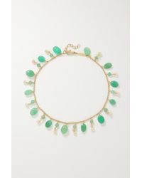 Jacquie Aiche 14-karat Gold, Chrysoprase And Opal Anklet - Metallic