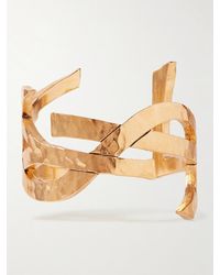 Saint Laurent - Cassandre Hammered-Tone Cuff - Lyst