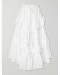 Chloé - Ruffled Tiered Cotton-Voile Midi Skirt - Lyst