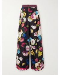 Dolce & Gabbana - Floral-Print Silk-Twill Wide-Leg Pants - Lyst