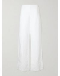 STAUD - Oscar Embroidered Linen Straight-Leg Pants - Lyst