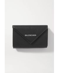 Balenciaga Papier Mini Bedrucktes Portemonnaie Aus Strukturiertem Leder - Schwarz