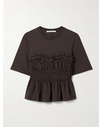 Cecilie Bahnsen - Vilde Ruffled Shirred Cotton-Jersey T-Shirt - Lyst