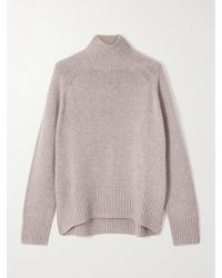 Allude - Pull À Col Montant En Laine Et Cachemire Mélangés Côtelés - Lyst