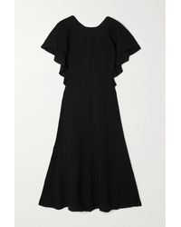Victoria Beckham Open Back Bow Tie Double Crepe Dress in Black | Lyst