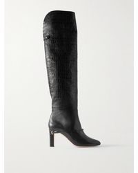 Jennifer Chamandi - Samu Over-The-Knee Croc-Effect Leather Boots - Lyst