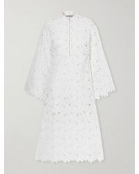 Christiano Marchelli - Eleonora Floral-Embroidered Silk-Trimmed Broderie Anglaise Kaftan - Lyst