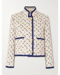 Valentino Garavani - Cherryfic Chenille-Trimmed Quilted Cotton-Blend Jacquard Jacket - Lyst