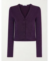 Adam Lippes - Greer Cropped Ribbed-Knit Cardigan - Lyst