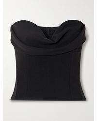 Magda Butrym - Cropped Draped Wool-Blend Crepe Bustier Top - Lyst