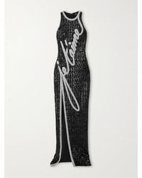 Balmain - Crystal-Embellished Sequined Crepe Halterneck Maxi Dress - Lyst