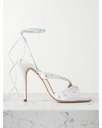 Alessandra Rich - Crystal-Embellished Satin Sandals - Lyst