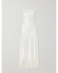 Carine Gilson - Lace-Trimmed Silk-Satin Midi Dress - Lyst