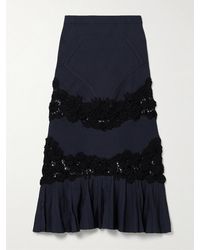 Ulla Johnson - Madeline Crochet-Paneled Ribbed-Knit Maxi Skirt - Lyst