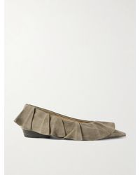 JW Anderson - Ruffled Suede Ballet Flats - Lyst