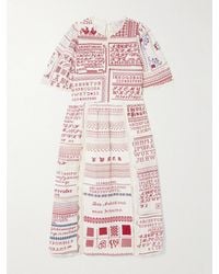 Sea - Robe Midi En Coton Et Lin Mélangés À Broderies Et À Finitions En Crochet Festonné Kit - Lyst