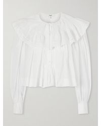 Chloé - Ruffled Cotton-Voile Blouse - Lyst