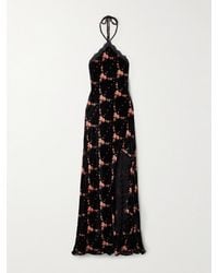 Cara Cara - June Neckholder-Maxikleid Aus Samt Mit Blumenmuster Und Spitzenbesatz - Lyst