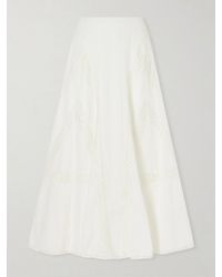 Loretta Caponi - Vieste Lace-Trimmed Cotton-Muslin Maxi Skirt - Lyst