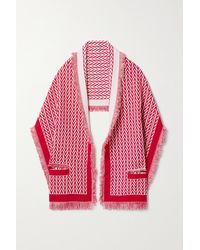 Valentino Garavani Fringed Wool And Cashmere-blend Jacquard Scarf - Red