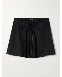Loewe - Leather-Trimmed Layered Cotton And Silk-Blend Mini Skirt - Lyst