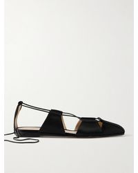 Le Monde Beryl - Greek Lace-Up Silk-Satin Ballet Flats - Lyst