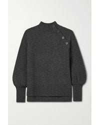 Cefinn Cara Ribbed Wool-blend Turtleneck Sweater - Grey